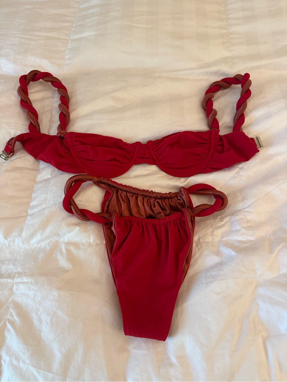 Isa Boulder Red and Brown Twisted Strap Bikini-Worn once only! Like New as seen!